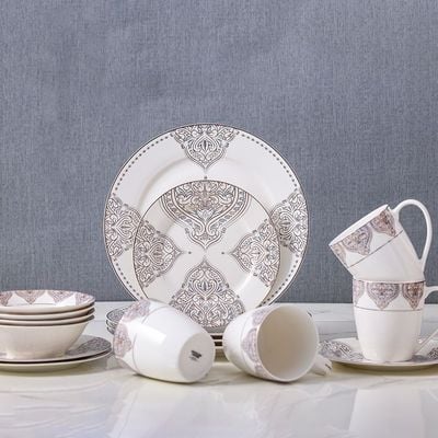 Youthful Bite Oasis 16-Piece New Bone China Dinner Set -Serves-4