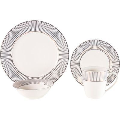 Youthful Bite Radiance 16-Piece New Bone China Dinner Set Serves-4