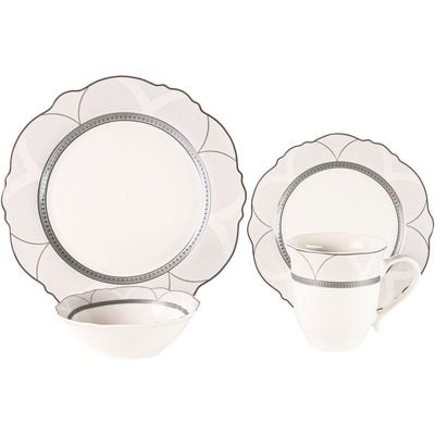 Youthful Bite Ellipse 16-Piece New Bone China Dinner Set Serves-4