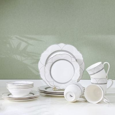 Youthful Bite Ellipse 16-Piece New Bone China Dinner Set Serves-4