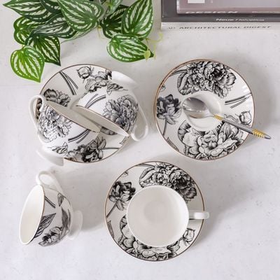 Youthful Bite Peonies 8-Piece Cup & Saucer Set Serve -4