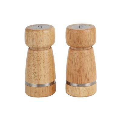 Loretta 2-Piece Rubber Wood Salt & Pepper Shakers Set Nature 5.5 X 12.7 Hcm