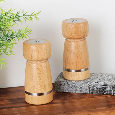 Loretta 2-Piece Rubber Wood Salt & Pepper Shakers Set Nature 5.5 X 12.7 Hcm