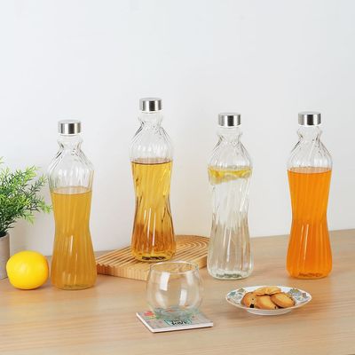 Danube Essential 4-Piece Glass Bottle With Metal Lid -1000Ml