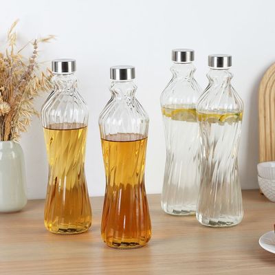 Danube Essential 4-Piece Glass Bottle With Metal Lid -1000Ml