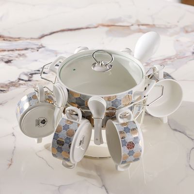 Orchid 16-Pc Printed Soup Set - White/Grey