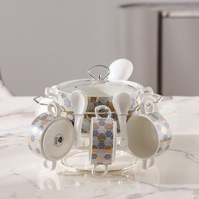 Orchid 16-Pc Printed Soup Set - White/Grey