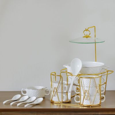Orchid 16-Piece Embossed Soup Set 