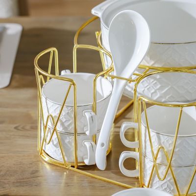 Orchid 16-Piece Embossed Soup Set 