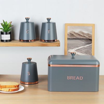 Astra 4-Piece Metal Storage Set With Bread Bin 1200Ml, 35.5 X 23.5 X24.5Hcm