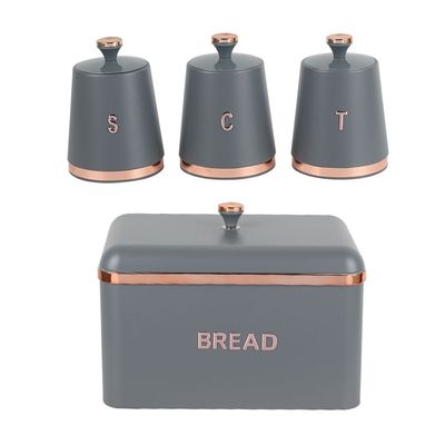 Astra 4-Piece Metal Storage Set With Bread Bin 1200Ml, 35.5 X 23.5 X24.5Hcm