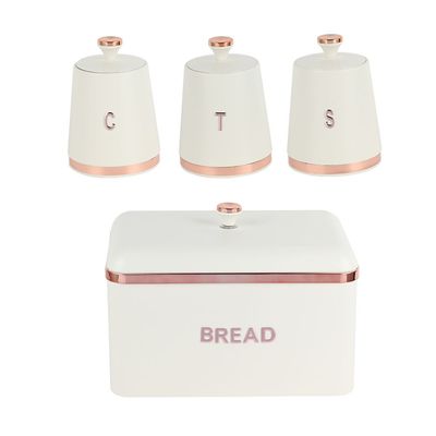 Astra 4-Piece Metal Storage Set With Bread Bin 1200Ml, 35.5 X 23.5 X24.5Hcm