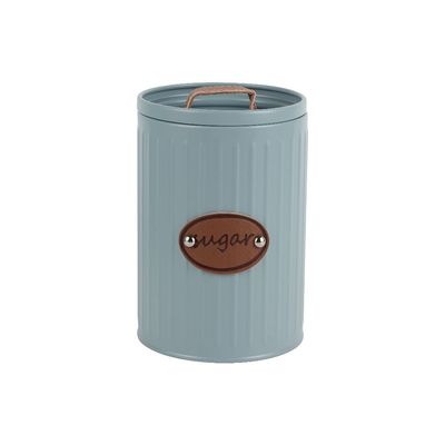 Astra 3-Piece Metal Storage Jar Set With Leather Handle Name Plate -1100Ml