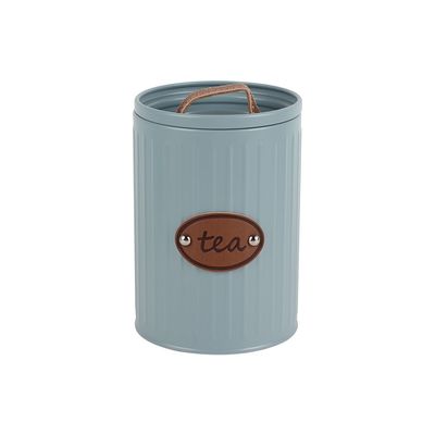 Astra 3-Piece Metal Storage Jar Set With Leather Handle Name Plate -1100Ml