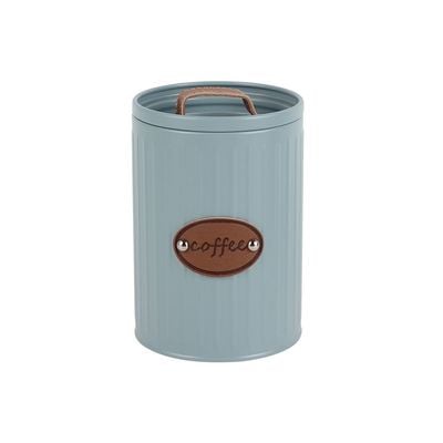 Astra 3-Piece Metal Storage Jar Set With Leather Handle Name Plate -1100Ml