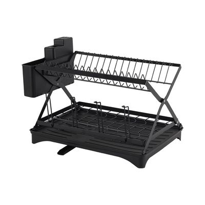 Astra Folding Metal Dish Rack Set With Utensil Holder And Tray 42 X 30 X 27 Hcm 