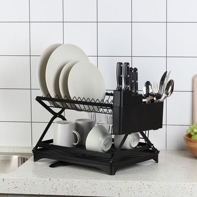 Astra Folding Metal Dish Rack Set With Utensil Holder And Tray 42 X 30 X 27 Hcm 