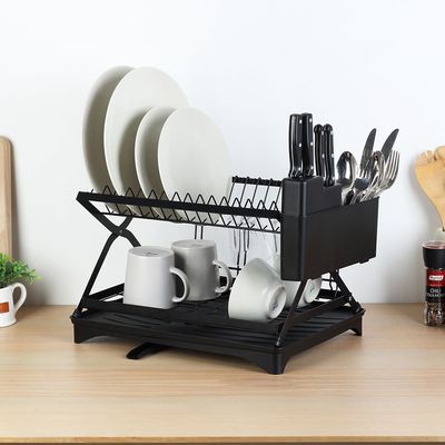 Astra Folding Metal Dish Rack Set With Utensil Holder And Tray 42 X 30 X 27 Hcm 