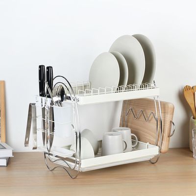 Astra Metal Dish Rack Set With Utensil Holder And Tray 41 X 25.5 X 39.5 Hcm 