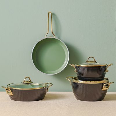 Lines 7-Piece Maya Cookware Set Ceramic