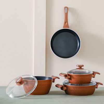 Lines 7-Piece Kristal Cookware Set Titanium Teflon