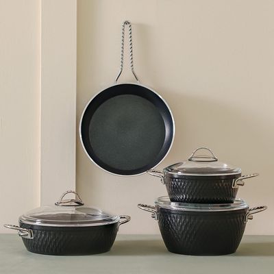 Lines 7-Piece Kristal Cookware Set Titanium Teflon