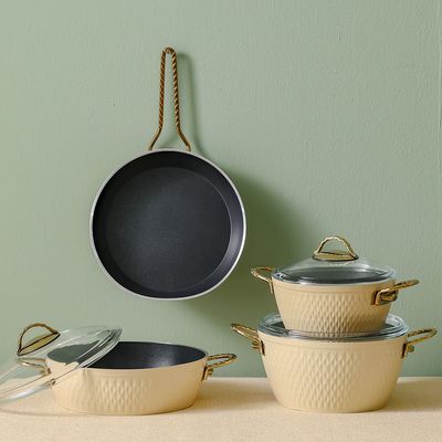 Lines 7-Piece Kristal Cookware Set Titanium Teflon