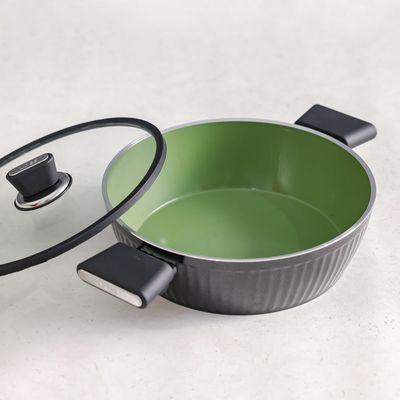 Lines Shallow Casserole Black 26CM Titanium Teflon