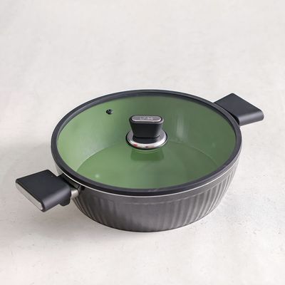 Lines Shallow Casserole Black 28CM Titanium Teflon