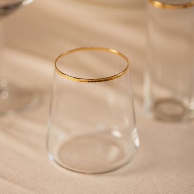 Rakle 4-Piece  Real Gold Rim Tumbler Glass Set - 420 Ml