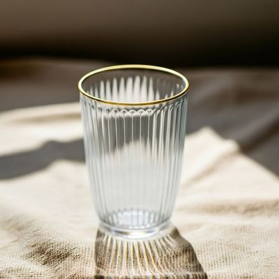 Rakle 4-Piece  Real Gold Rim Hi Ball Glass Set - 395 Ml