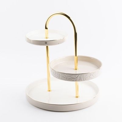 Otantik 3 Layer Stand From Jiwar - Beige + Gold  27X18.7Cm