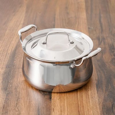 Chef's Delight Tri-Ply Stainless Steel Handi with Stainless Steel Lid, 22 CM (4.5 L)
