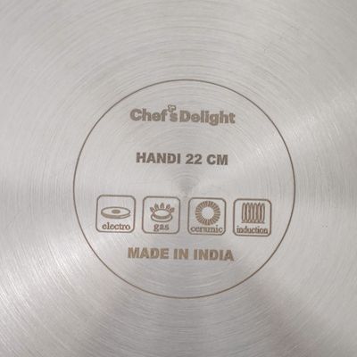 Chef's Delight Tri-Ply Stainless Steel Handi with Stainless Steel Lid, 28cm (8.5 L)
