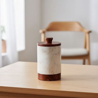 Loretta Storage Jar Marble,Wood 10X10X15Cm Loretta Storage Jar Marble,Wood 10X10X15Cm