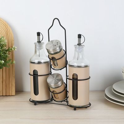 Chef's Delight 4 -Piece Condiment Jar with stand OV:2x400ml SP:2x90ml