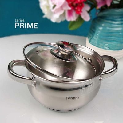 Fissman Prime Casserole 18x10.5cm/2.7LTR With Glass Lid (Stainless Steel)