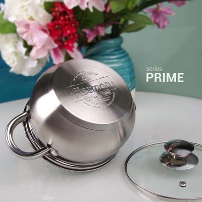 Fissman Prime Casserole 18x10.5cm/2.7LTR With Glass Lid (Stainless Steel)