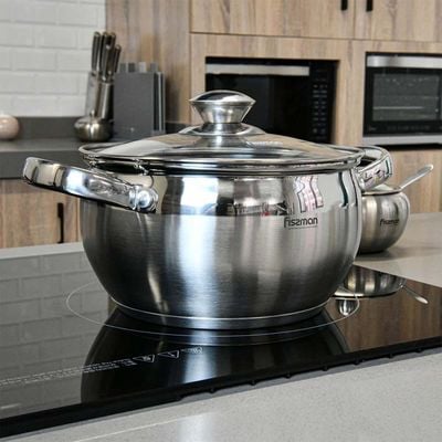 Fissman Prime Casserole 18x10.5cm/2.7LTR With Glass Lid (Stainless Steel)