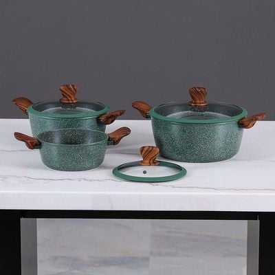 Radiant 9 Pcs Granite Cookware Set - Green