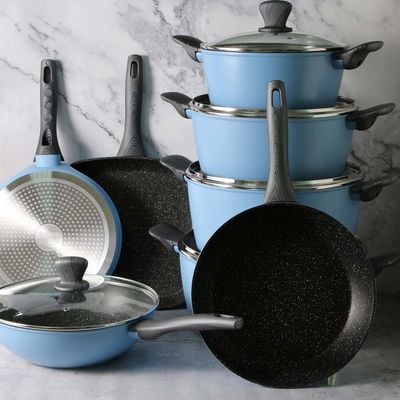 Cuisinart 13 Pcs Granite Cookware Set - Light Blue