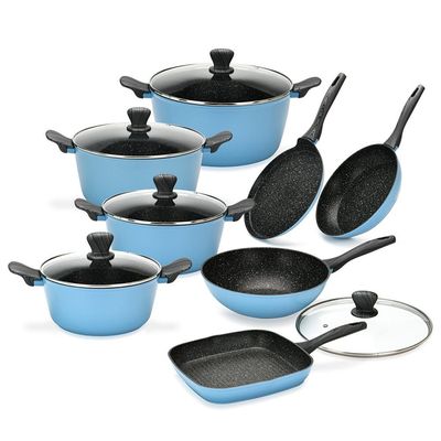 Cuisinart 13 Pcs Granite Cookware Set - Light Blue