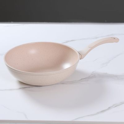 Smoky Cream Marble Coating 28Cm Wok Pan - 15022