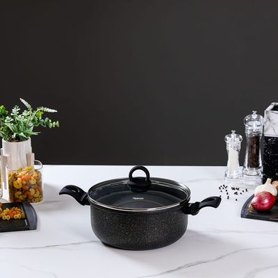 Grace Black Marble Coating 20Cm Casserole - 15015