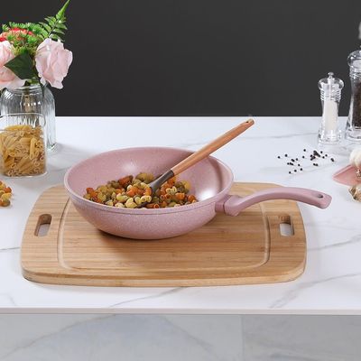 Smoky Pink Marble Coating 28Cm Wok Pan - 15031