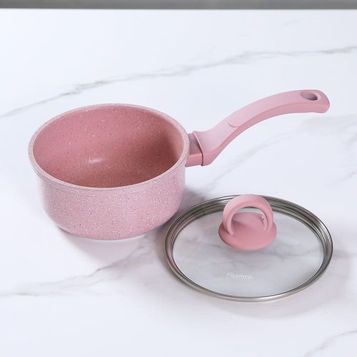 Smoky Pink Marble Coating 16Cm Sauce Pan - 15032