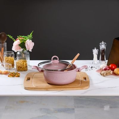 Smoky Pink Marble Coating 28Cm Casserole - 15035