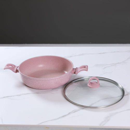Smoky Pink Marble Coating 28Cm Shallow Casserole - 15036