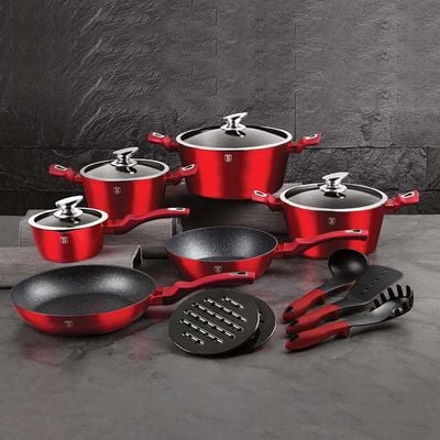 Berlinger Haus 15PCS Cookware Set, Metallic Line Burgundy Edition