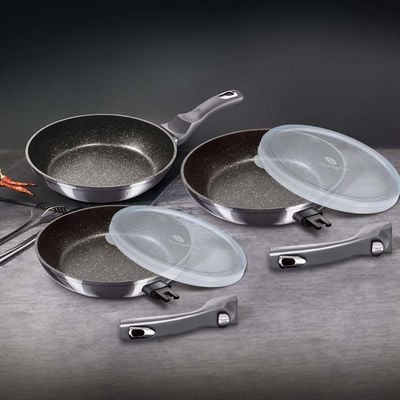 Berlinger Haus 5-Pc Frypan Set with Detachable Handle -  Metallic Line Carbon Pro Edition